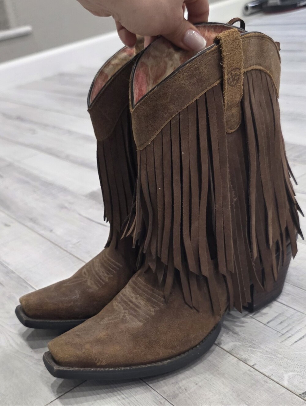 Ariat Floral Pink and Tan Suede Western Boots